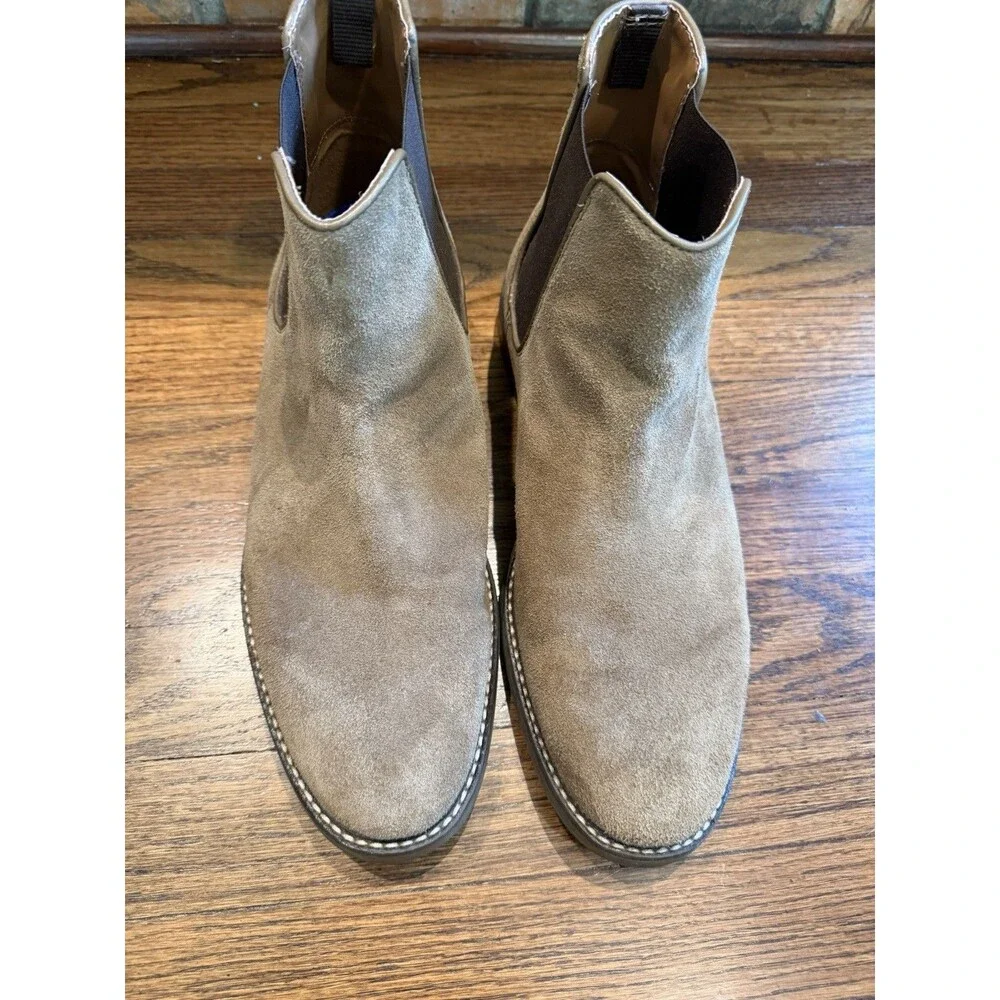 Clarks Collection Jaxen Chelsea Boots Mens 10.5 Taupe Suede Pull On Ankle Boot